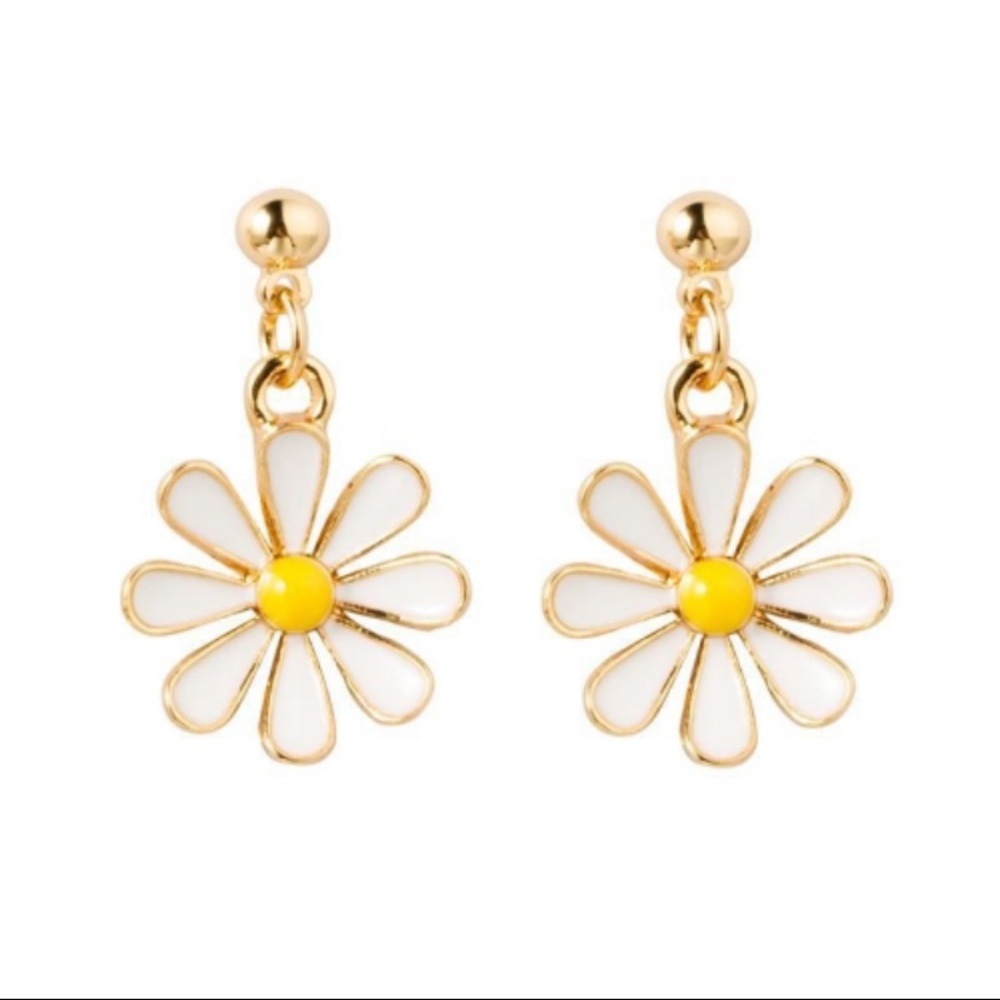 3/$30 Daisy Gold Plated Alloy Trendy Drop Earrings